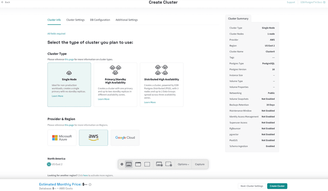 Quickstart Create Cluster